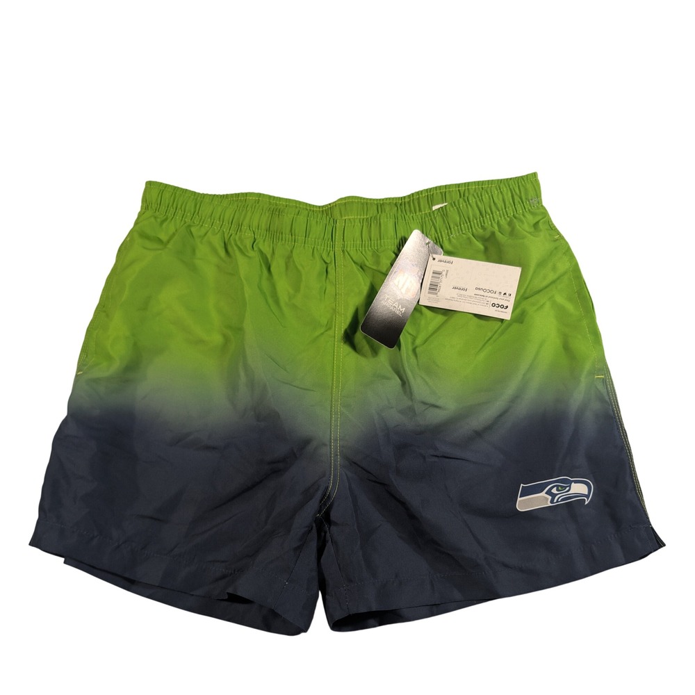 NFL Swim Trunks Mens Large Green Seattle Seahawks Ombre Board Shorts FOCO NEW